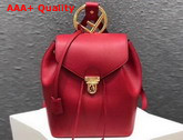 Fendi Red Leather Backpack with Metal Handle Shaped Like The New Fendi Logo Replica