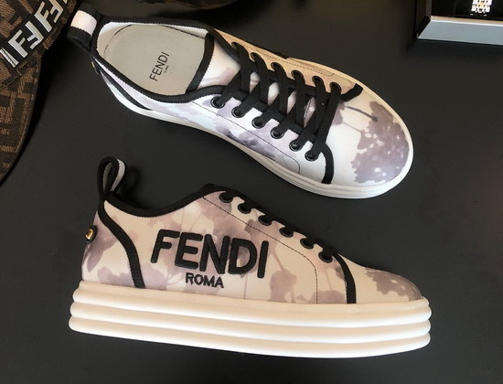 Fendi Rise Gray Canvas Flatforms Replica