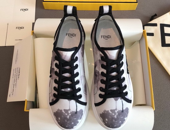 Fendi Rise Gray Canvas Flatforms Replica