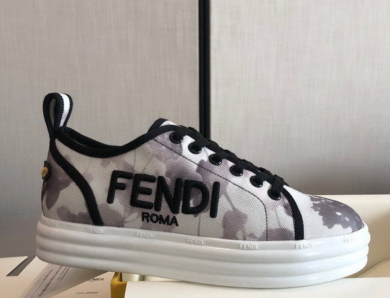 Fendi Rise Gray Canvas Flatforms Replica