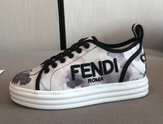 Fendi Rise Gray Canvas Flatforms Replica