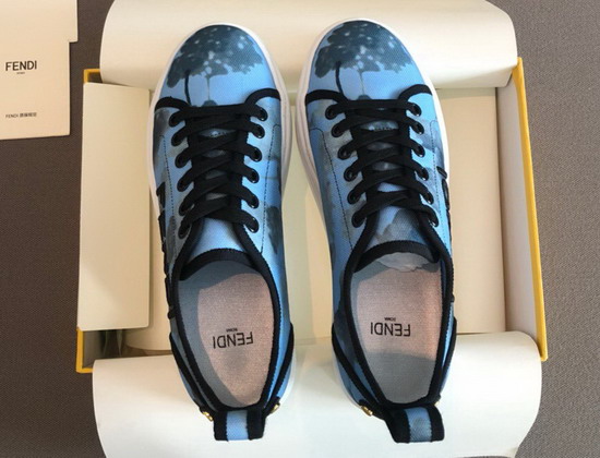 Fendi Rise Light Blue Canvas Flatforms Replica