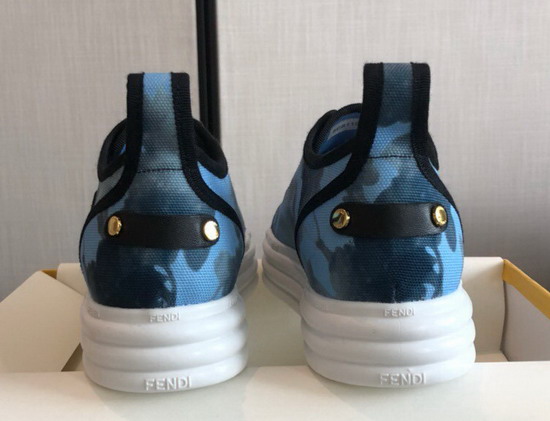 Fendi Rise Light Blue Canvas Flatforms Replica