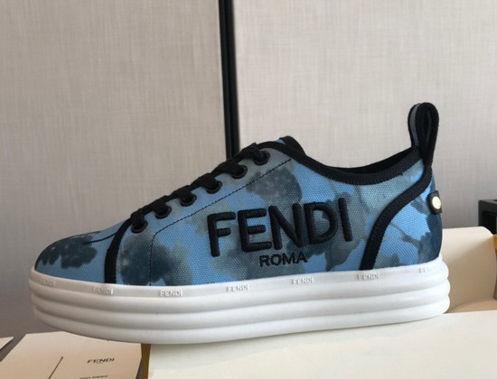 Fendi Rise Light Blue Canvas Flatforms Replica