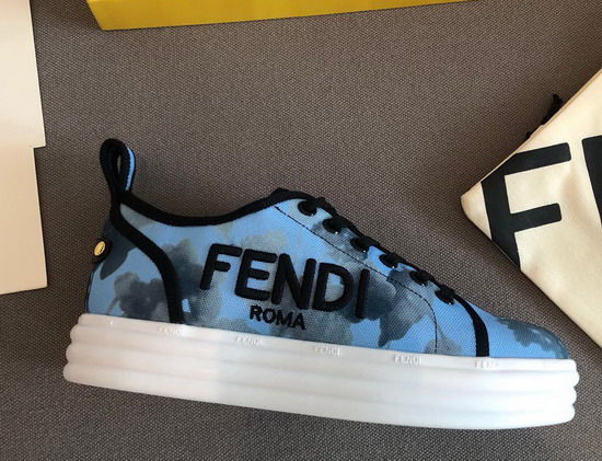 Fendi Rise Light Blue Canvas Flatforms Replica