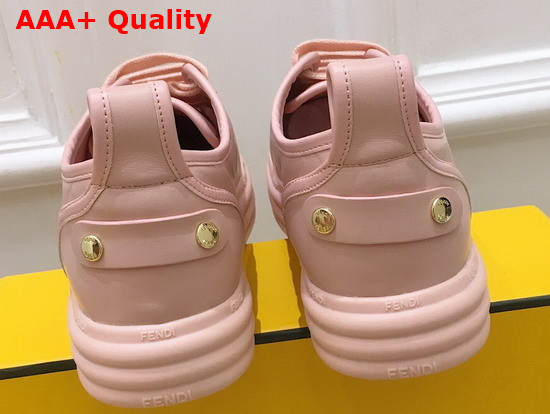 Fendi Rise Pink Leather Flatform Sneakers with All Over Embossed FF Motif Replica