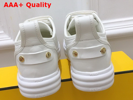 Fendi Rise White Leather Flatform Sneakers with All Over Embossed FF Motif Replica