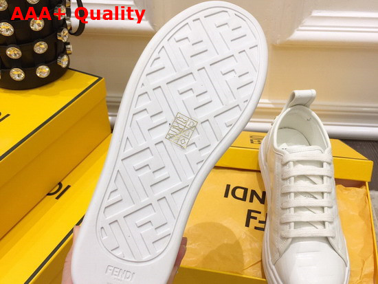 Fendi Rise White Leather Flatform Sneakers with All Over Embossed FF Motif Replica