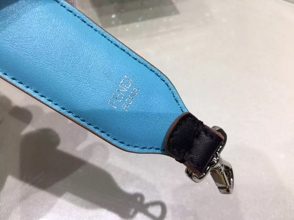 Fendi Rockstud Interchangeable Shoulder Strap Black and Light Blue for Sale