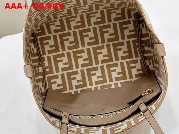 Fendi Roll Mini FF Beige Jacquard Mini Bag Replica