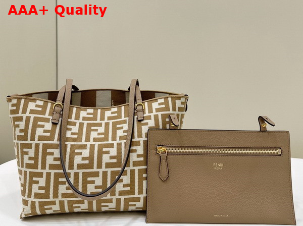 Fendi Roll Mini FF Beige Jacquard Mini Bag Replica