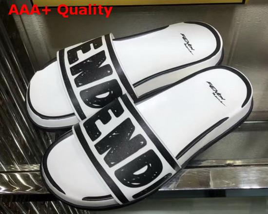 Fendi Roma Joshua Vides Leather Fussbett Sandals in White Nappa Leather with Black Fendi Lettering Replica