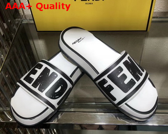 Fendi Roma Joshua Vides Leather Fussbett Sandals in White Nappa Leather with Black Fendi Lettering Replica