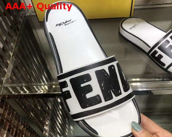 Fendi Roma Joshua Vides Leather Fussbett Sandals in White Nappa Leather with Black Fendi Lettering Replica