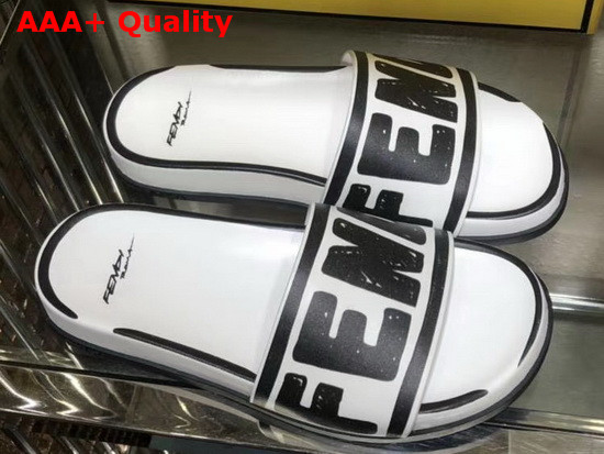 Fendi Roma Joshua Vides Leather Fussbett Sandals in White Nappa Leather with Black Fendi Lettering Replica