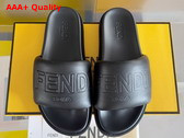 Fendi Roma Slides Black Leather Slides Replica