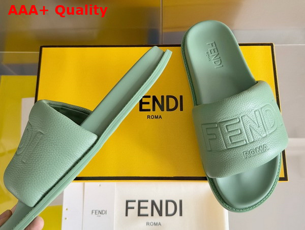 Fendi Roma Slides Green Leather Fussbett Replica