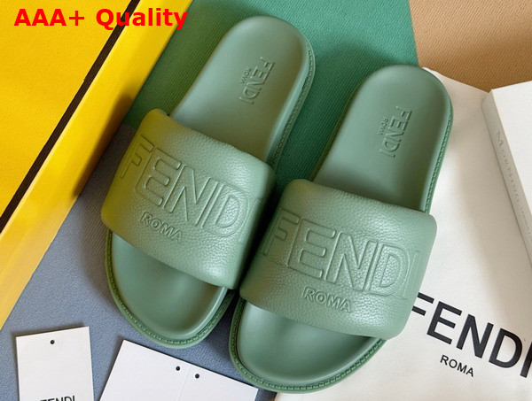 Fendi Roma Slides Green Leather Fussbett Replica