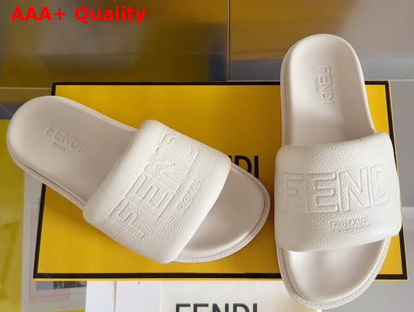 Fendi Roma Slides White Leather Slides Replica