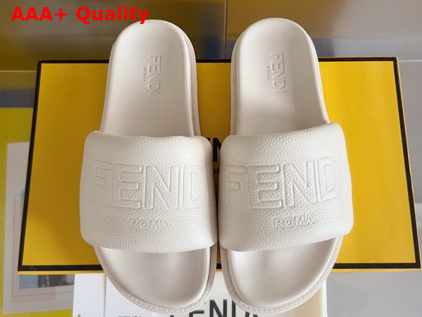 Fendi Roma Slides White Leather Slides Replica