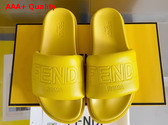 Fendi Roma Slides Yellow Leather Slides Replica