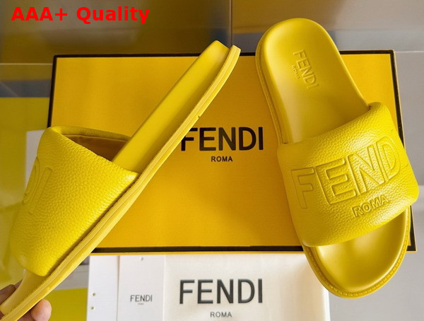 Fendi Roma Slides Yellow Leather Slides Replica