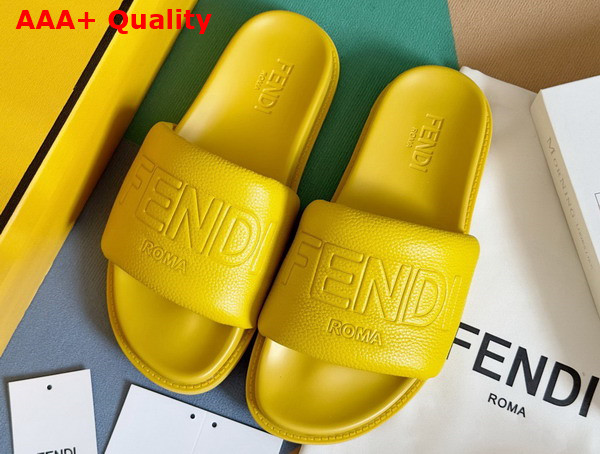 Fendi Roma Slides Yellow Leather Slides Replica