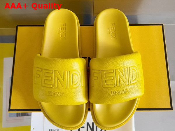 Fendi Roma Slides Yellow Leather Slides Replica