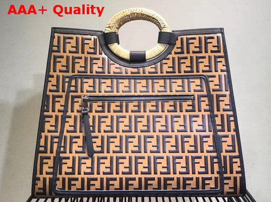 Fendi Runaway Shopper All Over Raised Macro FF Printed Motif Replica