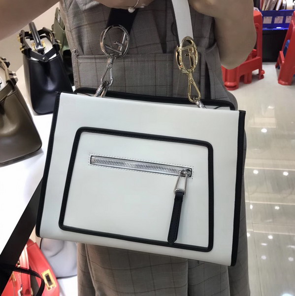 Fendi Runway Small White Leather Bag For Sale