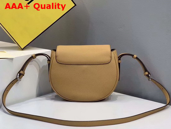 Fendi Saddle Shoulder Bag with Rounded Flap and Magnetic Fastening Apricot Calf Leather Replica