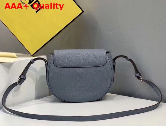 Fendi Saddle Shoulder Bag with Rounded Flap and Magnetic Fastening Pale Blue Calf Leather Replica