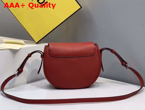 Fendi Saddle Shoulder Bag with Rounded Flap and Magnetic Fastening Red Calf Leather Replica