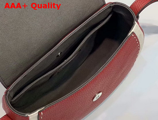 Fendi Saddle Shoulder Bag with Rounded Flap and Magnetic Fastening Red Calf Leather Replica