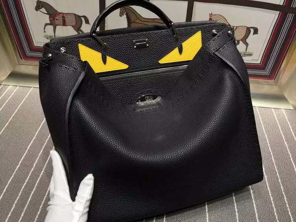 Fendi Selleria Peekaboo in Black Roman Leather with Bag Bugs Patern for Sale