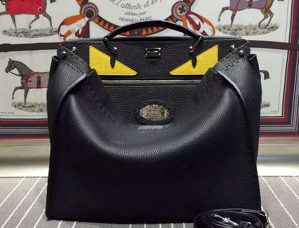 Fendi Selleria Peekaboo in Black Roman Leather with Bag Bugs Patern for Sale