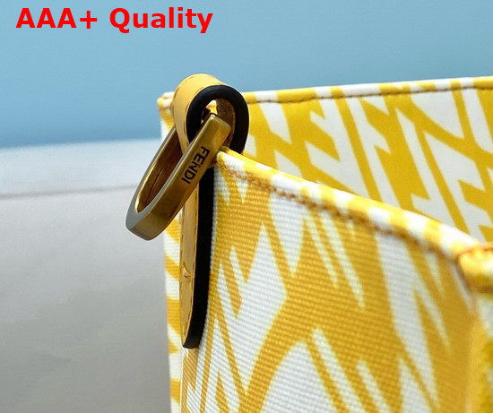 Fendi Shopper Bag Made of Glazed Canvas with Yellow and White FF Vertigo Graphic Print Replica