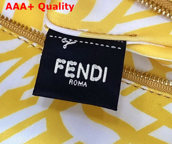 Fendi Shopper Bag Made of Glazed Canvas with Yellow and White FF Vertigo Graphic Print Replica