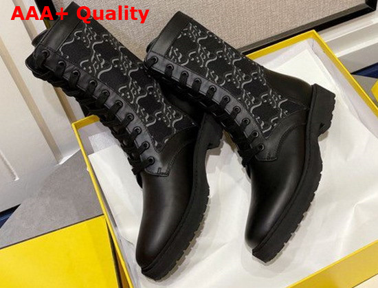 Fendi Signature Black Leather Biker Boots Replica