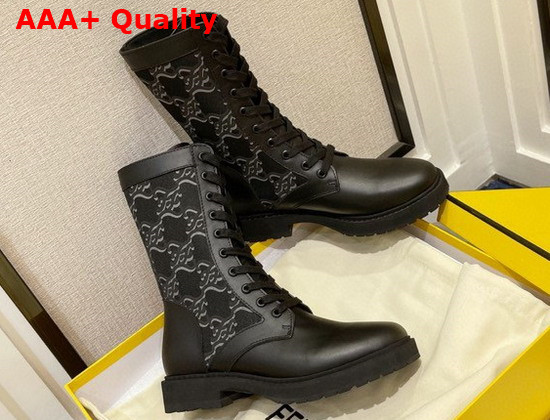 Fendi Signature Black Leather Biker Boots Replica