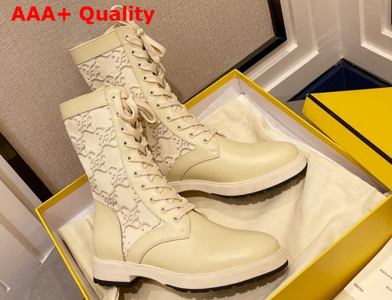 Fendi Signature White Leather Biker Boots Replica