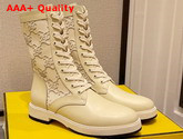 Fendi Signature White Leather Biker Boots Replica