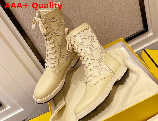 Fendi Signature White Leather Biker Boots Replica