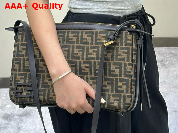 Fendi Simply Fendi Medium Brown FF Jacquard Fabric Bag Replica