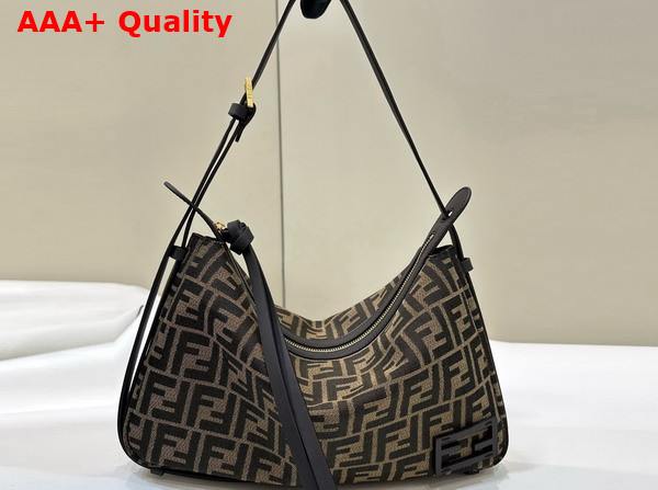 Fendi Simply Fendi Medium Brown FF Jacquard Fabric Bag Replica