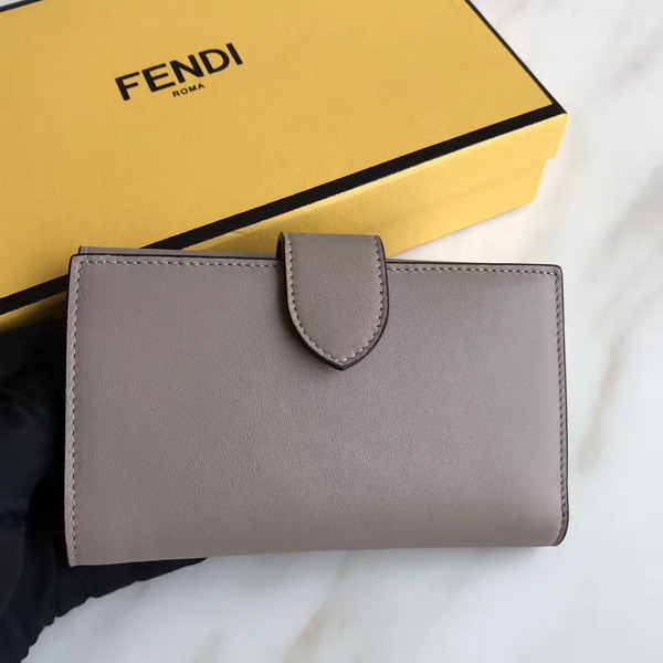 Fendi Slim Continental Wallet in Dove Grey Leather with Raw Edges For Sale