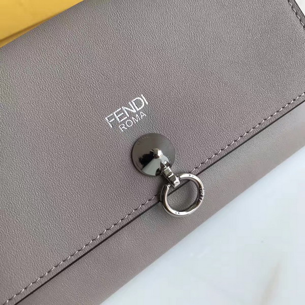 Fendi Slim Continental Wallet in Dove Grey Leather with Raw Edges For Sale