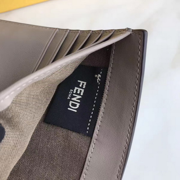 Fendi Slim Continental Wallet in Dove Grey Leather with Raw Edges For Sale