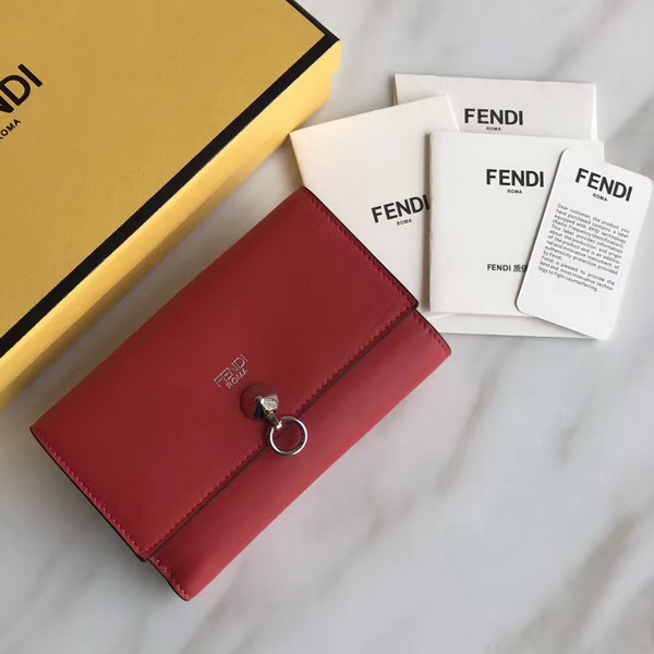 Fendi Slim Continental Wallet in Red Leather For Sale