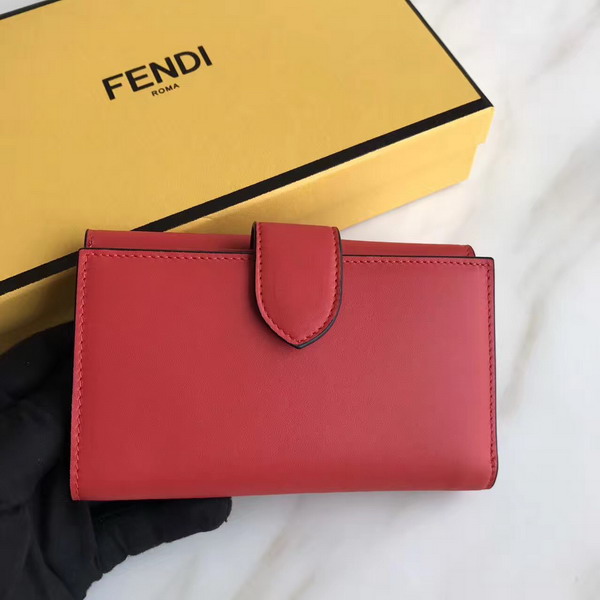 Fendi Slim Continental Wallet in Red Leather For Sale